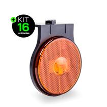 Lanterna Lateral Carreta LED Âmbar Laranja Bivolt 12V 24V 65mm com Suporte Conector