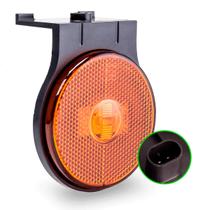Lanterna Lateral Carreta LED Âmbar Laranja Bivolt 12V 24V 65mm com Suporte Conector