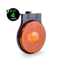 Lanterna Lateral Carreta LED Âmbar Laranja Bivolt 12V 24V 65mm com Suporte Conector