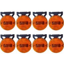 Lanterna Lateral Carreta Redonda Com Suporte Kit 8 Peças Lanterna Lateral Carreta Redonda Com Suporte Kit 8 Peças