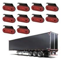 Lanterna Lateral Led Carreta Facchini Baú Suporte Vermelho 10Un