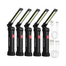 Lanterna LED COB Magnética Recarregável Portátil USB Para Camping Com Bateria Integrada Luz De