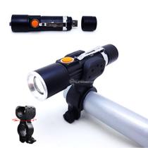 Lanterna LED Com Suporte Para Bicicleta Recarregável USB 98000W Resistente 55616