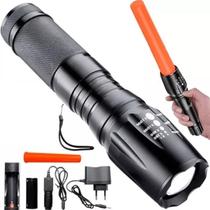 Lanterna LED Cree Police 66.000 Lúmens 800m Bateria Recarregável 18650