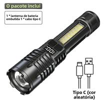 Lanterna LED De Alta Potência Tipo C Recarregável COB Luz Lateral Para Acampamento Ao Ar Livre E