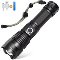 Lanterna LED Extraforte Recarregável Potente P90 Zoom Ajustável Alumínio Antiderrapante USB