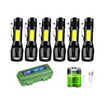 Lanterna LED Mini Portátil Recarregável Por USB Luz COB Lanterna Telescópica Para Camping Caminhadas