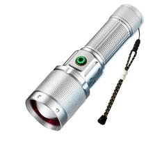 Lanterna LED P70, lanterna tática com zoom recarregável