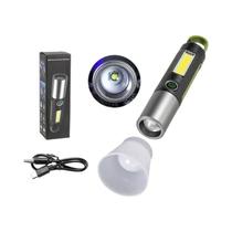 Lanterna LED Portátil De Alta Luminosidade Com Luzes Laterais E Foco Variável Para Camping E