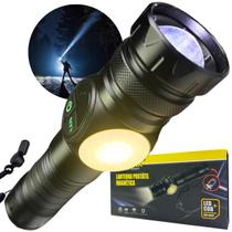 Lanterna LED Portátil Recarregável USB com Base Magnética, Luz Frontal e Lateral COB Ideal para Us