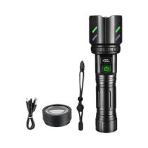 Lanterna LED Potente Com Laser Branco Concentrado, Tocha Tática Para Sobrevivência Ao Ar Livre Com