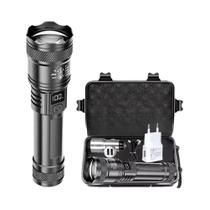 Lanterna LED Recarregável À Prova d'Água Com Zoom, Display LCD, 3 Modos, Alta Potência, Lanterna De