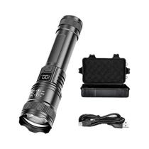Lanterna LED Recarregável À Prova d'Água Com Zoom, Display LCD, 3 Modos, Lanterna De Alta Potência