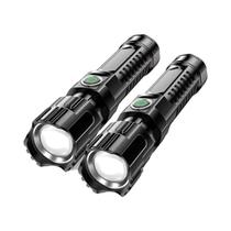 Lanterna LED Recarregável À Prova d'Água De Alta Potência Com Zoom, 3 Modos, Lâmpada Portátil Para