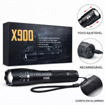 Lanterna LED Recarregável com Zoom Ajustável, Compacta e Resistente, Luz Branca com 5 Modos de Luz