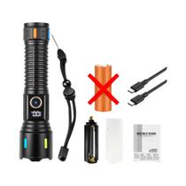 Lanterna LED Recarregável De Alta Potência 2000000LM Laser Branco Zoom Tática Power Bank Luz Para