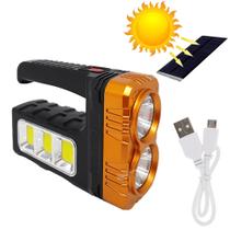 Lanterna Led Recarregável Entrada Usb Ou Solar Power Bank Pesca 7701BCO