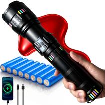 Lanterna Led Recarregável Super Potente Longo Alcance Zoom Focal 5 Modos Luz Resistente Água Power Bank Autonomia 30h Camping Pesca Segurança