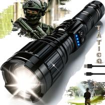 Lanterna Led Recarregável Zoom 5 Modos Power Bank Bateria 5000mAh Ip54 Resistente Água Camping Pesca