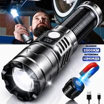Lanterna LED Tática Militar 100000 Lúmens Recarregável IPX6 Pesca Camping Emergência