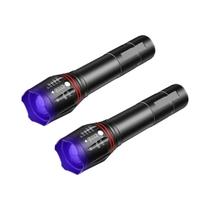 Lanterna LED UV T6 Zoomável 395nm Luz Negra Para Caça De Escorpiões Detecção Fluorescente