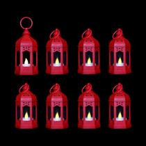 Lanterna LLQ Mini Lantern Decor marroquina com vela LED de 5 cm vermelha