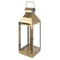 Lanterna Luminária Decorativa em Metal Dourado 27x10 cm - D'Rossi - DRossi