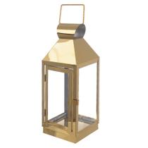 Lanterna Luminária Decorativa em Metal Dourado 38x14 cm - D'Rossi