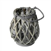 Lanterna Luminária Decorativa Vime Rústica Cinza 20cm