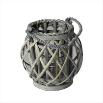 Lanterna Luminária Decorativa Vime Rústica Cinza 21cm