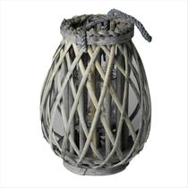 Lanterna Luminária Decorativa Vime Rústica Cinza 30cm