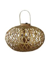 Lanterna Luminária Vela Boho Rattan 26cm Natural com Alça