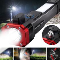 Lanterna Luz Led Recarregável Multifuncional Martelo Quebra Vidro Imã Chave Forte - Prime