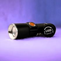 Lanterna Luz Negra UV Alta Intensidade Led Cree T6 Recarregável USB Zoom Ajustável para Notas Documentos e Passaportes