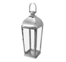 Lanterna Maior Decorativa Metal Prateada Classico
