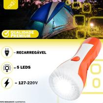 Lanterna Manual Portátil 5 LEDs Bivolt 250mAh Recarregável Alta Luminosidade Lanterna Manual Portátil 5 LEDs Bivolt 250mAh Recarregável Alta Luminosidade