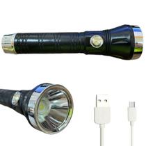Lanterna Manual Portátil Recarregável Bivolt 1 LED Cabo USB