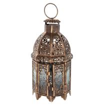 Lanterna Marroquina Decoração Metal Vidro Dourado Pequena - Ef