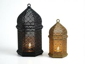 Lanterna Marroquina Decorativa Com Vela Eletrica Tamanho:GrandeCor:Marrom