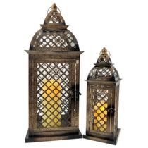 Lanterna Marroquina Decorativa Ferrugem 66/43Cm 2 Peças