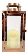 Lanterna Marroquina Decorativa Inox Cobre 25X11Cm Quadrada