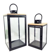 Lanterna Marroquina Decorativa Preta Madeira 49/37Cm