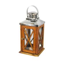 Lanterna Menor Decorativo Madeira Quadrada c Metal