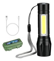Lanterna Mini Led Lampião Tatica Recarregável Zoom Forte Cor