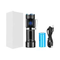 Lanterna Mini LED P50 Recarregável USB De Alta Potência Com Clipe Para Chapéu E Ímã Na Base Para