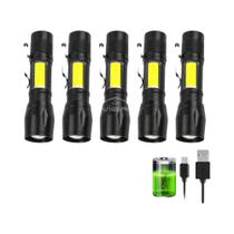 Lanterna Mini LED Recarregável USB Portátil Luz COB De Alta Potência À Prova d'Água Lanterna De