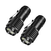 Lanterna Mini Portátil Super Brilhante Com 3 LEDs, Zoom, Recarregável via Tipo-C Para Camping,
