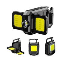Lanterna Mini Super Brilhante Com Chaveiro, Recarregável via USB, Luz De Trabalho COB Com Luzes