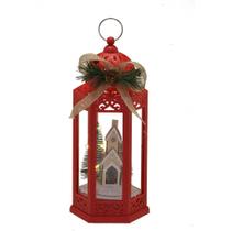 Lanterna Natalina com Luz Igreja 30cm Espressione Christmas