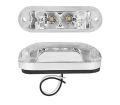 Lanterna Ônibus Caminhão Vigia Teto Cromada 2 LED BIVOLT CR